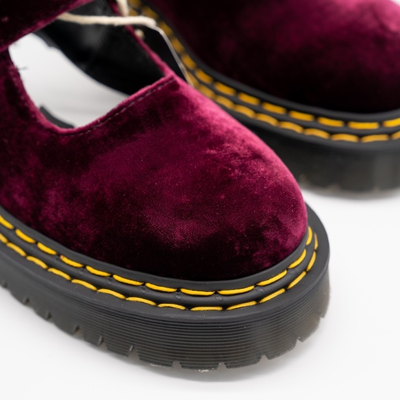 size 39EU 8 US Marc Jacobs Dr Martens Heaven Cherry Red Velvet Addina Mary Jane - Picture 7 of 11